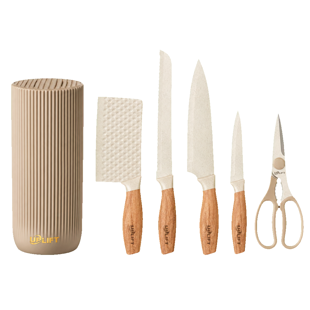 Uplift 6 Piece Knife Set with Wooden Handles